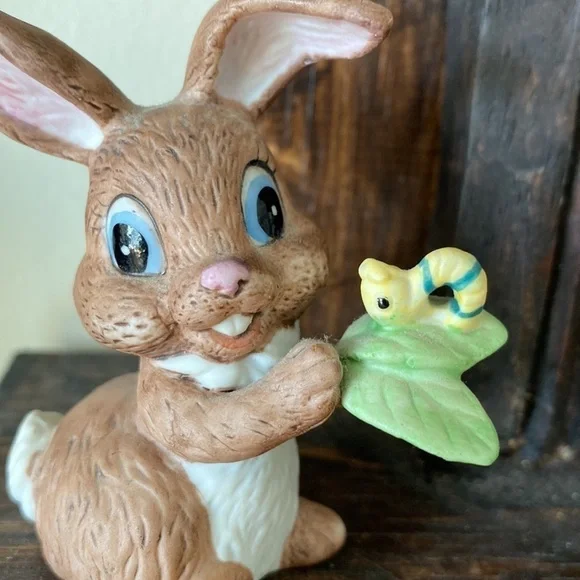 LEFTON bunny and with caterpillar on leaf Easter decoration rabbit spring - Picture 8 of 14